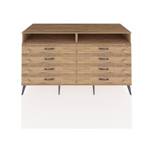 Kronos Konsol 2 Raflı 8 Çekmeceli 176x59x99 Çam-çam Çam-çam