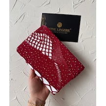 Intive Lingerie Intive Bordo/şarap Rengi Taşlı Önü Ve Yanları File Detaylı Büstiy Bordo