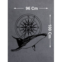 Balina Ve Pusula Sticker - Araba Oto Motosiklet Karavan Cam Sticker - 00082 30 Cm