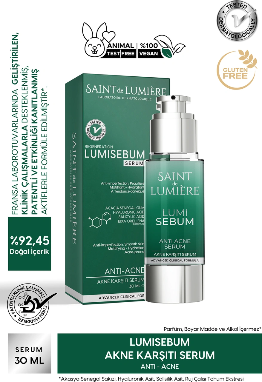 Saint De Lumiere Lumisebum Akne Siyah Nokta Ve Leke Karşıtı Sebum Dengeleyici Matlaştırıcı Ve Nemlendirici Serum 30 Ml