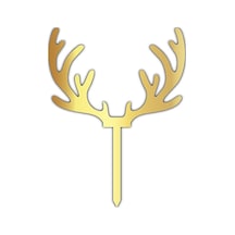 3 Paket Pleksi Yazı Gold Geyik Boynuz - Yılbaşı Süsü