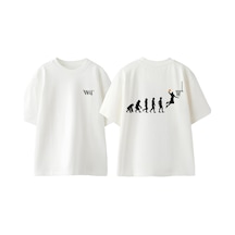 Thewert Basketball Evolution Tasarım Sırt Baskılı Pamuk Beyaz Oversize T-shirt