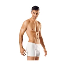 3 Adet Tutku Likralı Erkek Beyaz Boxer 0114 Beden: S Standart