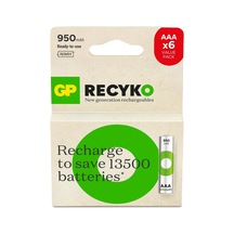 Batteries Recyko 950mah Aaa İnce Kalem Ni-mh Şarjlı Pil, 1.2 Volt, 6'lı Kart