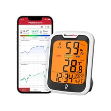 Thermopro Tp358 Dahili Saatli Termometre Higrometre, Bluetooth Dijital Ev Termometresi, Veri Depolama Ve Oda İçin Uyar