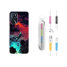 Oppo A16 Kılıf Kablo Koruyuculu Astronot Düşerken 1696 Siyah