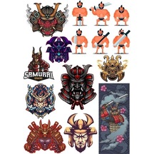 Samurai Sticker Set-10 13 Parça Telefon, Tablet, Defter, Laptop Sticker