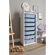 %100 Mdf - Medium Mono 7 Sepetli Oyuncak Dolabı Mavi