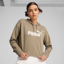 Puma Ess Cropped Logo Kadın Bej Kapüşonlu Sweatshirt Bej