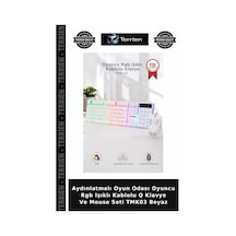 Aydınlatmalı Oyun Odası Oyuncu Rgb Işıklı Kablolu Q Klavye Ve Mouse Seti Tmk03 Beyaz