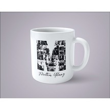 Kişiye Özel İsimli Atatürk Resimleri İle Bezenmiş M Harfi Baskılı Kupa Bardak