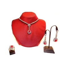 Muhteşem Yüzyıl Elmas Damla Yakut Kırmızı Set Sevgili Hediye