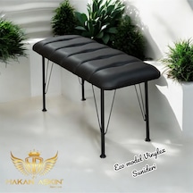 By Hakan Aşkın Siyah Metal Ayaklı 90 Cm Eco Black Vinylex Siyah Sunideri & Bench Tekli Siyah Suni Derii