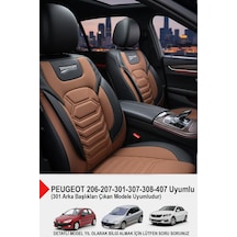 Titanyum Serisi Lüks Keten Oto Koltuk Kılıfı- Peugeot 206-207-208-306-307-407- Uyumlu Taba