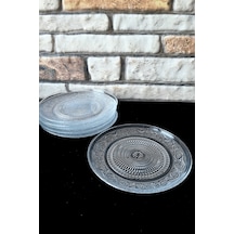 Cam Pasta Tabak-tatlı Tabağı-pasta Tabağı-6 Adet- 15 Cm Şeffaf
