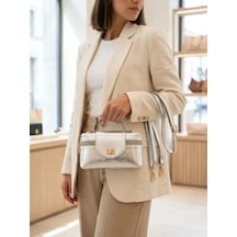 Parlak Gümüş Gold Metal Detaylı Mini Kadın El Ve Çapraz Askılı Çanta - Lisinya
