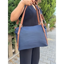 Just Polo Kadın Yeşil Taba Büyük Boy Lakost Kumaş El Ve Omuz Çantası P346037mh Yeşil - Taba
