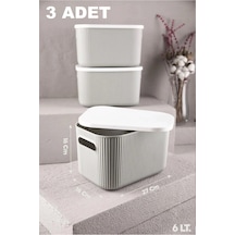 3 Adet Storage 6 Lt Gri Düzenleyici Saklama Kutusu Oyuncak Hobi Kapaklı Dekoratif Kutu