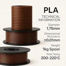 Pla+ Filament 1.75mm 1 Kg Kahverengi 3d Yazıcı Filamenti