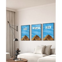 3'lü Çerçeveli Sabr, Shukr, Tawakkul Dekoratif Poster Tablo Siyah Çerçeveli