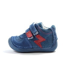 Ozgencshoes Bayrak 6069 Mavi Deri Ortopedik Ilkadım Erkek Bebek Ayakkabı