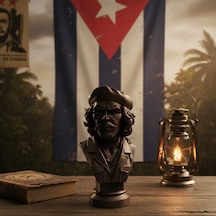 Che Guevara 3d Büst Figür - Bronz Efektli Dekoratif Heykel Biblo 13x6,5 Cm