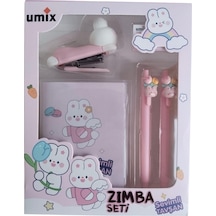 Umix Sevimli Tavşan Kırtasiye Zımba Seti Bordo