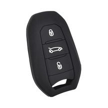 Autohan Keys Citroen C4 C5 C3 Aircross İçin Silikon Anahtar Kılıfı, Siyah, 3 Düğmeli, Anahtarsız Çalıştırma Uyumlu, Koruyucu Kılıf