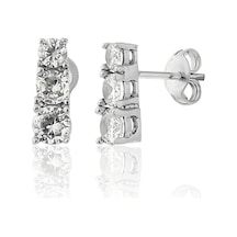 Zanaatsilver 925 Ayar Gümüş Sıralı 3taş Tria Küpe