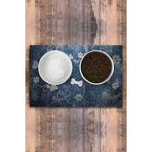Evaşk  Vinil Kaymaz Tabanlı Keçe Baskılı Evcil Hayvan Pet Mama Paspası 45x75 Renk KEMİK PM12XLKE
