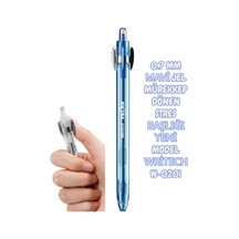 0.7 Mm Mavi Jel Mürekkep Dönen Stres Başlığı Yeni Model Writech W-0201 Şeffaf Mavi Çok Renkli