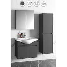 Yıldız 55+35 Cm Antrasit Gri Mdf Lavabolu Asma Banyo Dolabı Takım Antrasit - Gri