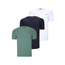 Üçlü Set T8568 Dewberry V Yaka Erkek T-shırt-koyu Lacivert-kar Beyaz-açık Yeşil Koyu Lacivert-kar Beyaz-açık Yeşil