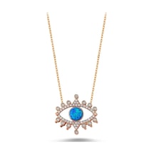 Beyaz Zirkon Taşlı Opal Kolye (498590809)