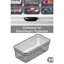 Modüler Çekmece İçi Düzenleyici - Banyo Makyaj Takı Organizer Ofis Düzenleyici 15,3 X 7,8cm Antrasit