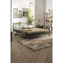 Falez-s Çift Kişilik Ferforje Metal Karyola-siyah Ahşap Latalı