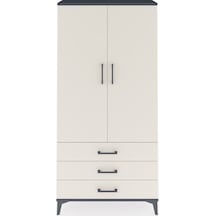 Arges Dolap Tek Raflı 3 Çekmeceli Tek Askılı 88x30x182 Antrasit-aytaşı Antrasit
