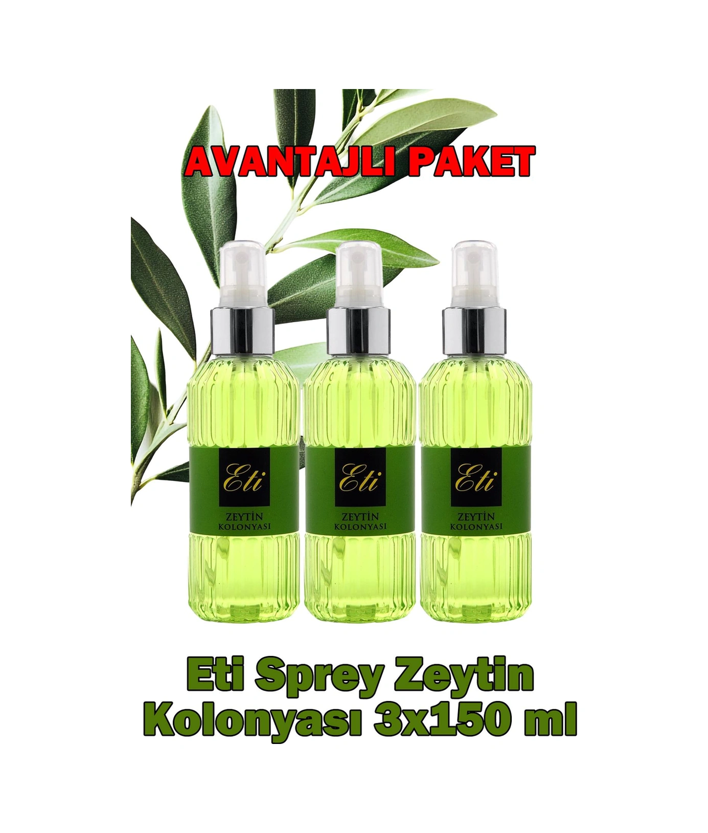 Eti Sprey Zeytin Kolonyası 150 Ml 3 Adet