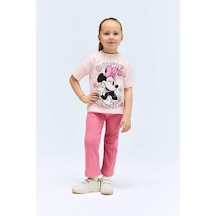 Defacto Disney Mickey & Minnie 2'li Takım Kısa Kollu Tişört Fitilli Kaşkorse Beli Lastikli Tayt Kız Bebek E4 Pembe