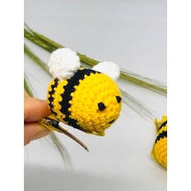 Arı Amigurumi 2li Kıskaç Toka, Örgü Saç Tokası, Saç Aksesuarı Sarı