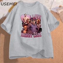 Flood Of Style Ben Aşk Johnny Kafes T-shirt Erkek Giyim Tshirt Baskılı Pamuk Kısa Kollu Video Oyunu T Shirt Gri