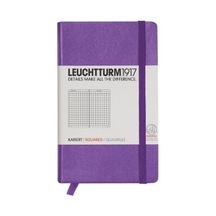 Leuchtturm1917 Not Defteri Cep Boy A6 , Sert Kapak, 187 Numaralandırılmış Sayfa, Kareli, Mor
