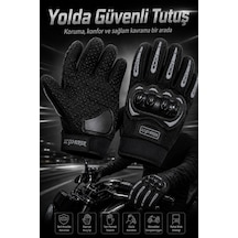 İndirimsevinci Motor Eldiveni Kemik Korumalı Kaymaz Avuç İçi Tam Parmak Motosiklet Eldiveni Dp-848 Siyah Çok Renkli