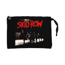 Skid Row Albüm Siyah Clutch Astarlı Cüzdan / El Çantası Siyah