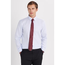 Tudors Slim Fit Mavi Non-ıron %100 Pamuk Doğa Dostu Ekoteks Belgeli Ütü Gerektirmez Gömlek-35748 Mavi