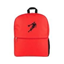 Basketball Hoop Siluet Kırmızı Sırt Çantası