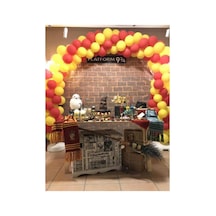 100 Adet Sarı Kırmızı Balon Zincir Gryffindor Konsept Balon Zincir Beyaz