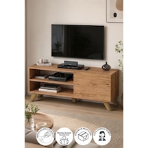 Tv Sehpası Kapaklı Tv Sehpası Raflı Tv Ünitesi Televizyon Sehpası 100 X 35 Cm Malta Çam Çam