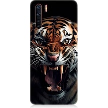 Oppo A91 Uyumlu Vahşi Kaplan Desenli Silikon Kılıf