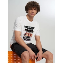 Puma Marka, %100 Pamuktan Üretilmiş, Erkekler İçin Spor Tarzı, Grafik Baskılı Tişört. Çok Renkli